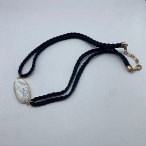 Black Braided Leather Marble Stone Bracelet